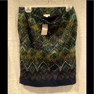 NWT Blue multicolored patterned skirt J.Jill